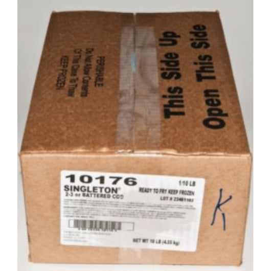 Singleton Seafood Cod Beer Battered Hand Cut Natural Fillet, 10 Pounds- 1 Per Case