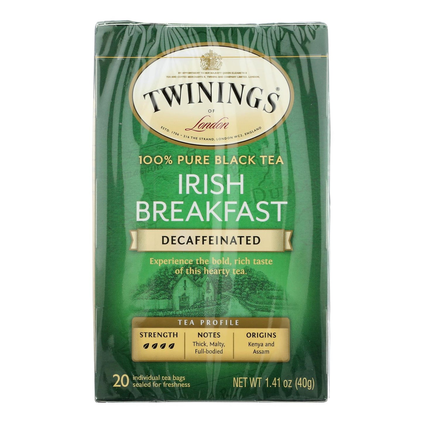 Twinings Tea Breakfast Tea - Irish Decaf - Case of 6 - 20 Bags