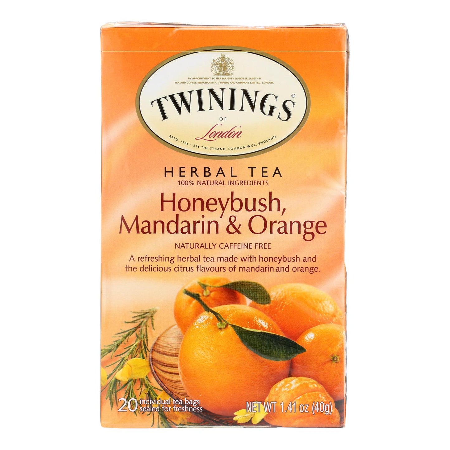 Twinings Tea Herbal Tea - Honeybush Mandarin and Orange - Case of 6 - 20 Bags