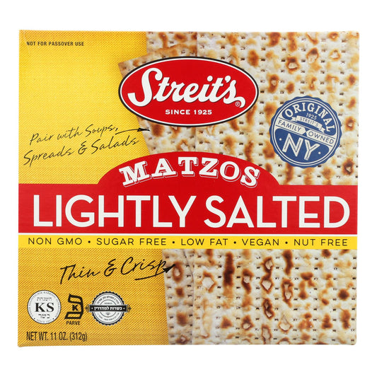 Streit's Matzos - Lightly Salted - Case of 12 - 11 Ounce.