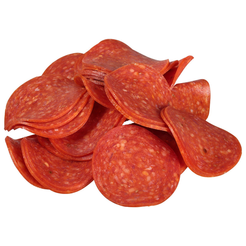 Pepperoni Sliced 5" Diameter Poly Lined 5.037 Pound Each - 2 Per Case.