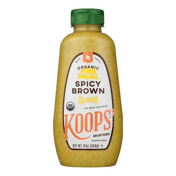 Koops' Organic Mustard: Spicy Brown Gluten Free - Case of 12 - 12 Ounce