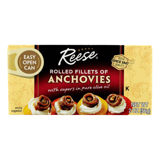 Reese Anchovies - Rolled - Case of 10 - 2 Ounce