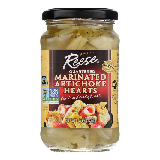 Reese Marinated Artichoke Hearts - Quartered - Case of 12 - 12 Ounce.