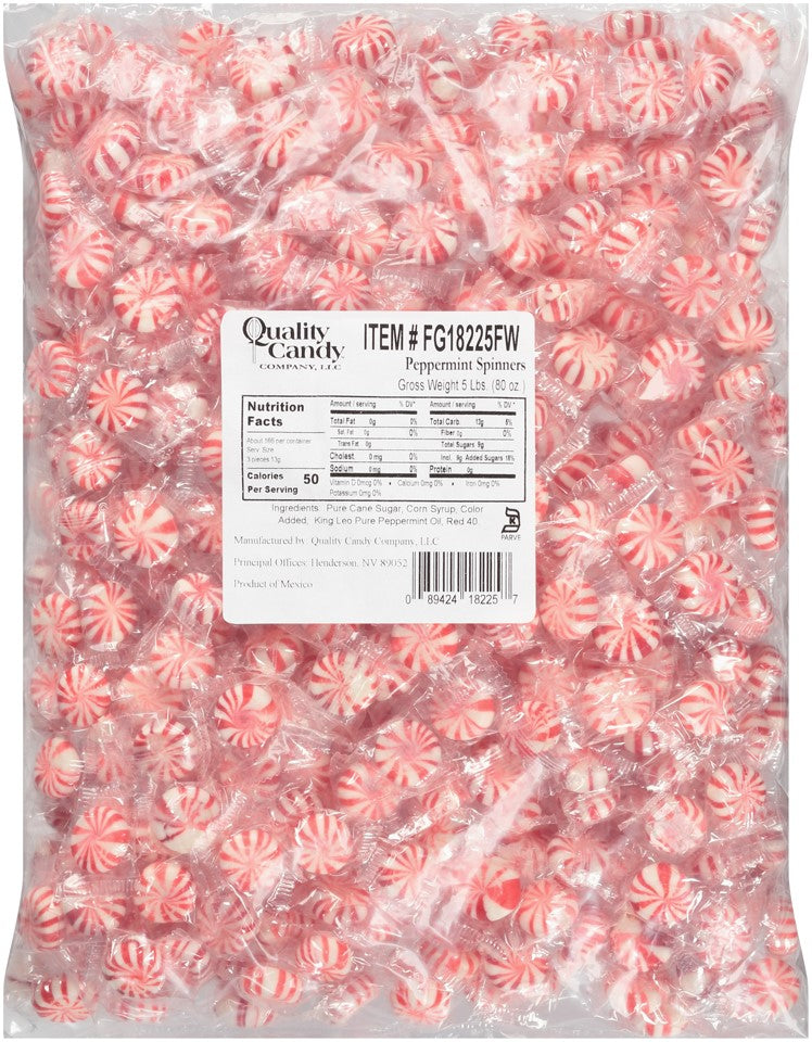 Individually Wrapped Peppermint Pinwheel Candies 5 Pound Each - 5 Per Case.