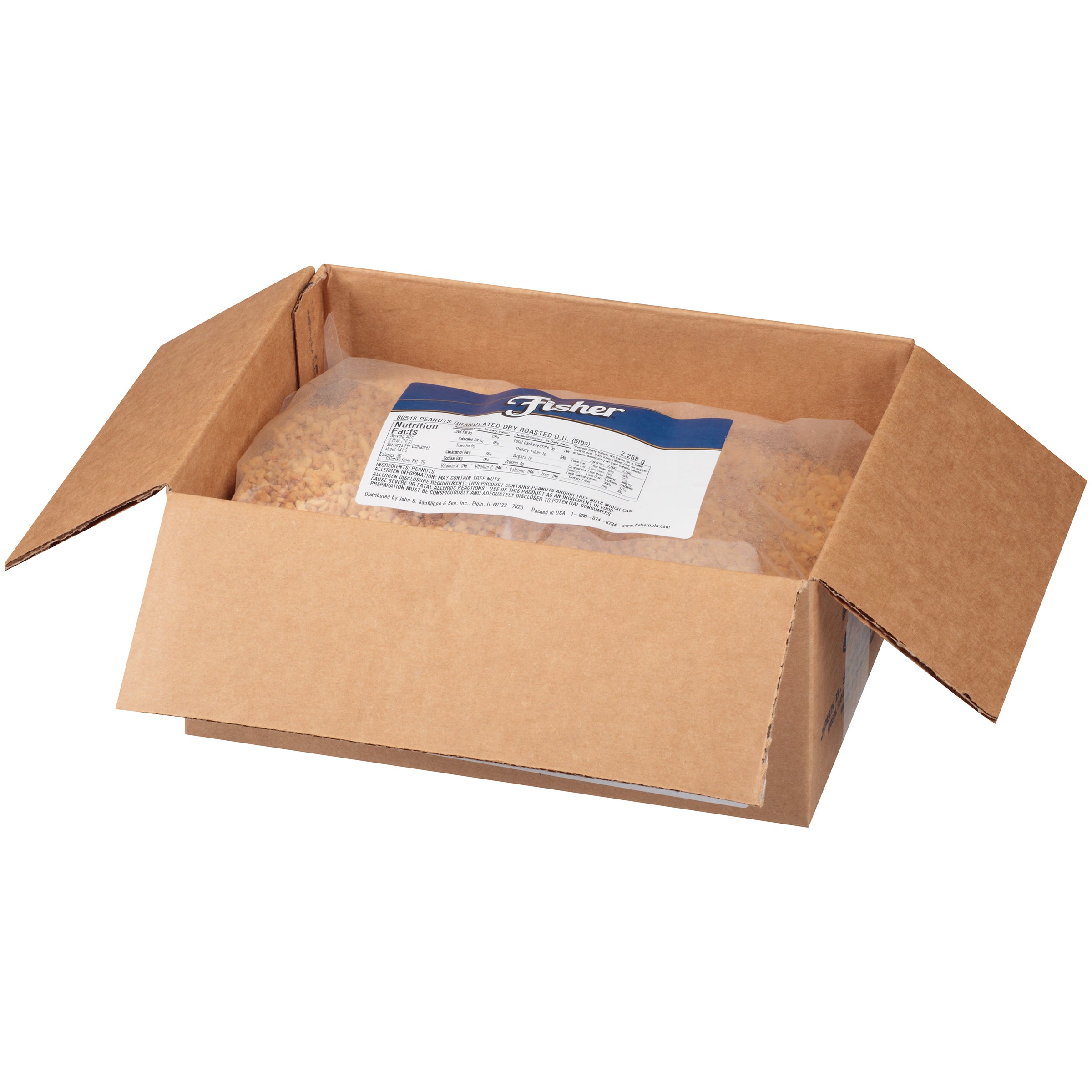 Fisher Dry Roasted Granulated Peanutsno Salt 5 Pound Each - 1 Per Case.