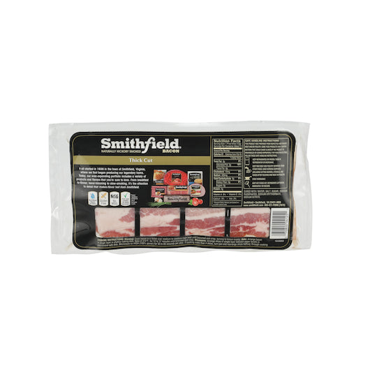 Smithfield Naturally Hickory Smoked Bacon Thick Cut 16 Ounce Size - 24 Per Case.