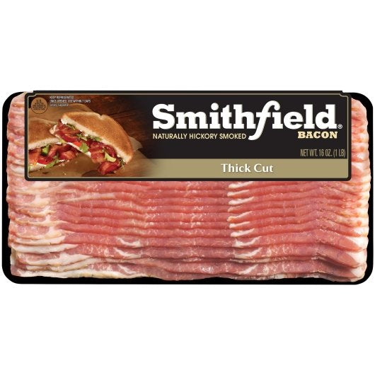 Smithfield Naturally Hickory Smoked Bacon Thick Cut 16 Ounce Size - 24 Per Case.
