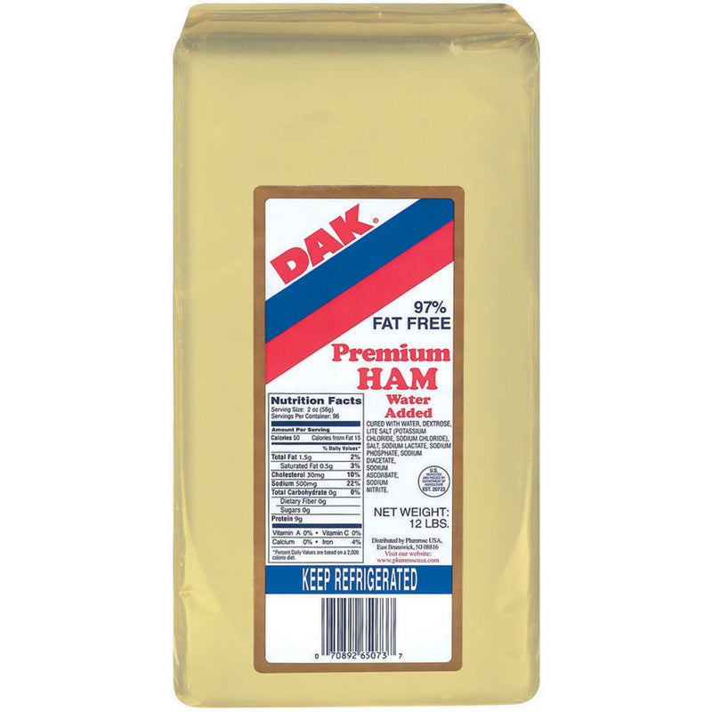 Dak Deli Ham Water Added 12 Pound Each - 2 Per Case.