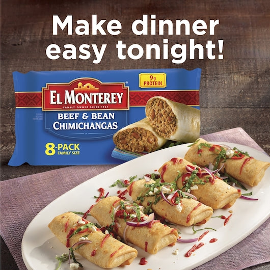 El Monterey Family Pack Beef & Bean Chimichanga, 2 Pounds - 8 Per Case