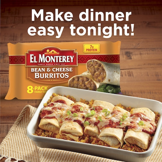 El Monterey Burrito Bean & Cheese 4 Ounce, 2 Pounds - 8 Per Case.