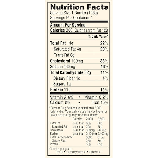 El Monterey Individually Wrapped Egg, Sausage, & Cheese Burrito, 4.5 Ounces - 24 Per Case