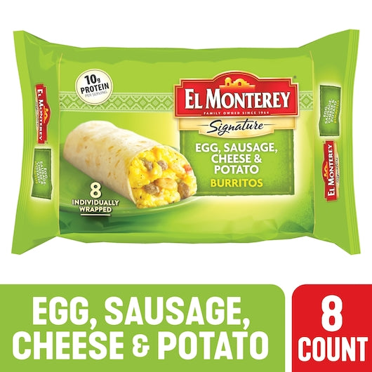 El Monterey Egg Sausage Cheese Potato Burrito, 2.25 Pounds - 6 Per Case