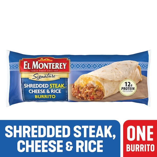 El Monterey Individually Wrapped Shredded Steak & Three Cheese Burrito, 4.8 Ounces- 24 Per Case