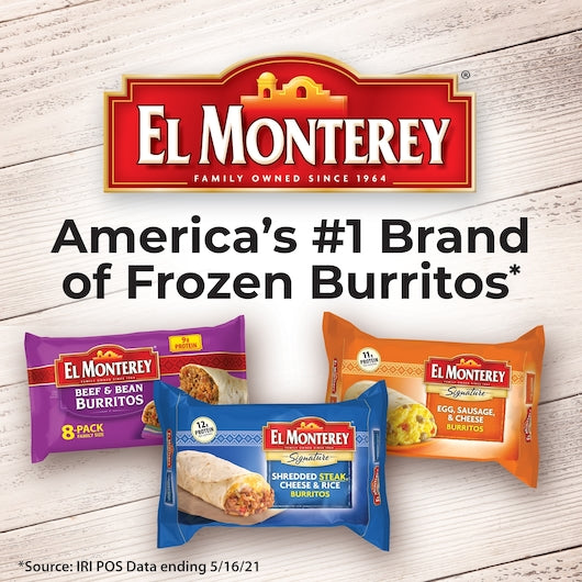 El Monterey Individually Wrapped Shredded Steak & Three Cheese Burrito, 4.8 Ounces- 24 Per Case