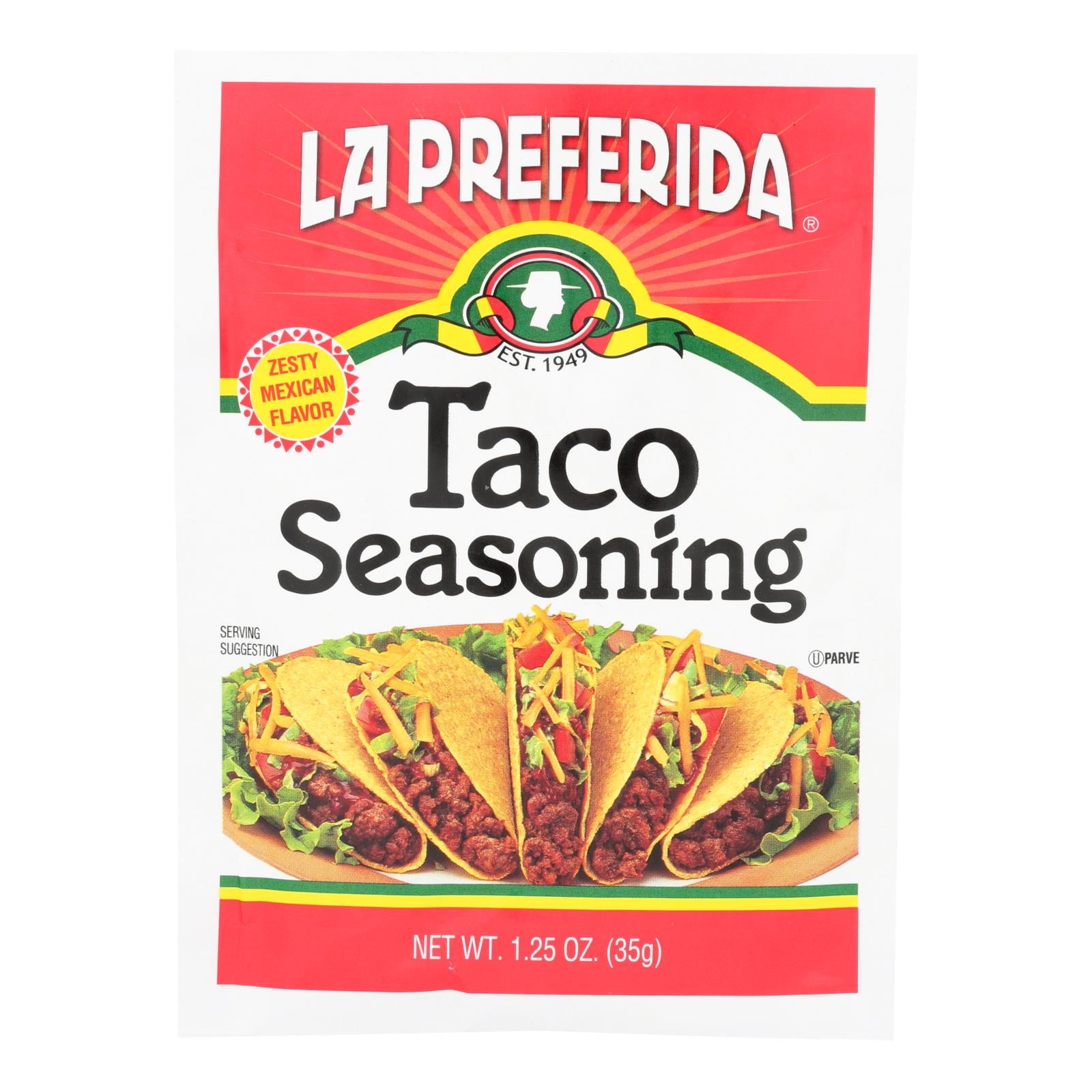 La Preferida Taco Seasoning - Case of 12 - 1.25 Ounce
