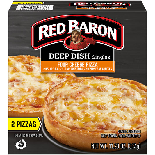 Red Baron Frozen Pizza Deep Dish Singles Fourcheese 11.2 Ounce Size - 12 Per Case.