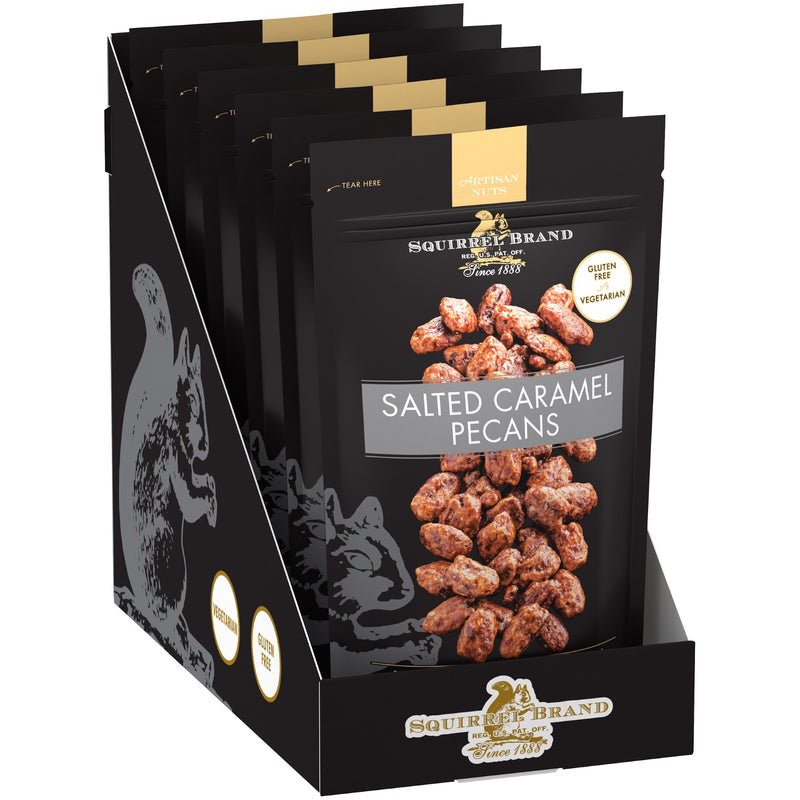 Squirrel Brand Salted Caramel Pecans Pack 3.5 Ounce Size - 6 Per Case.