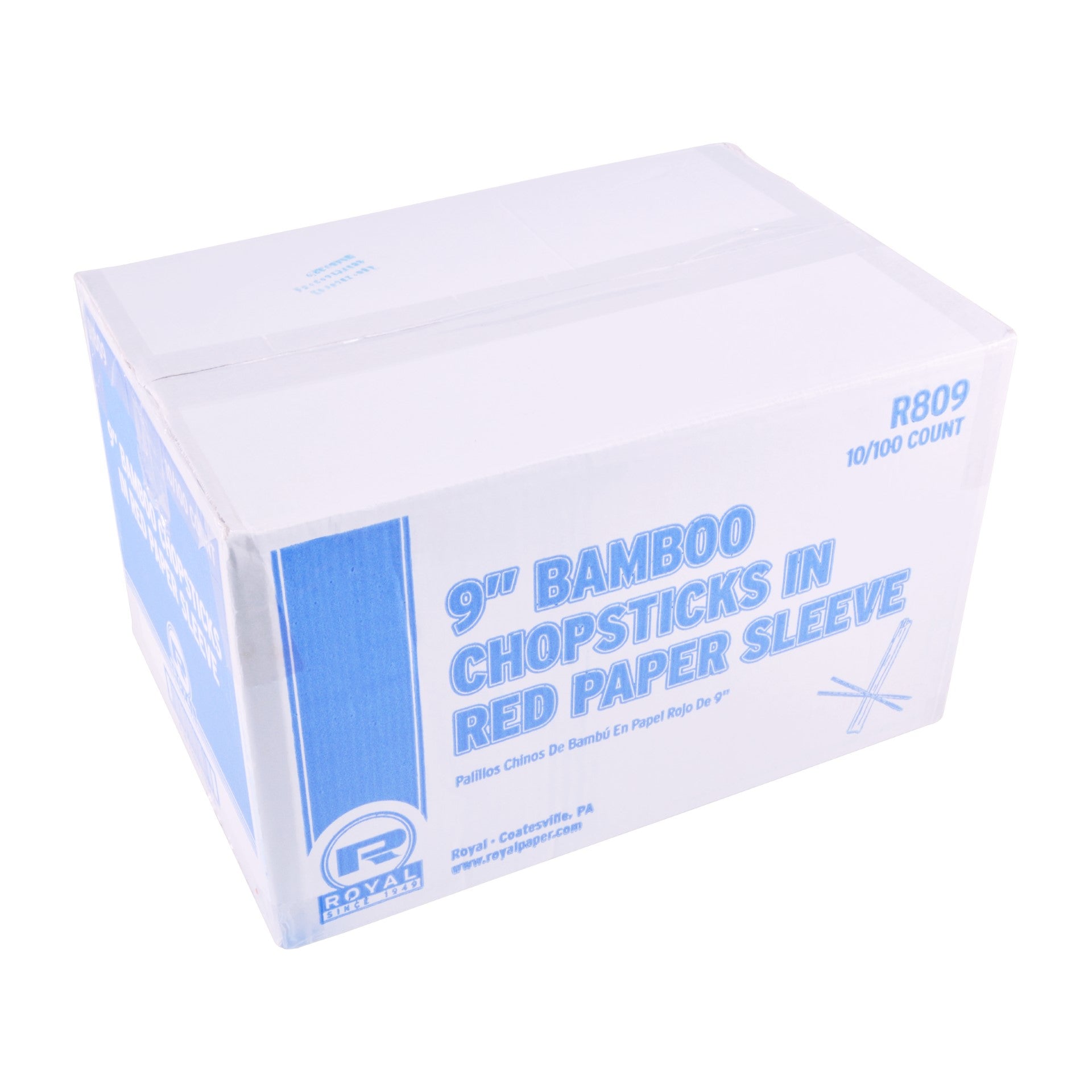 9" Bamboo Chopsticks In Red Paper Sleeve 100 Each - 10 Per Case.