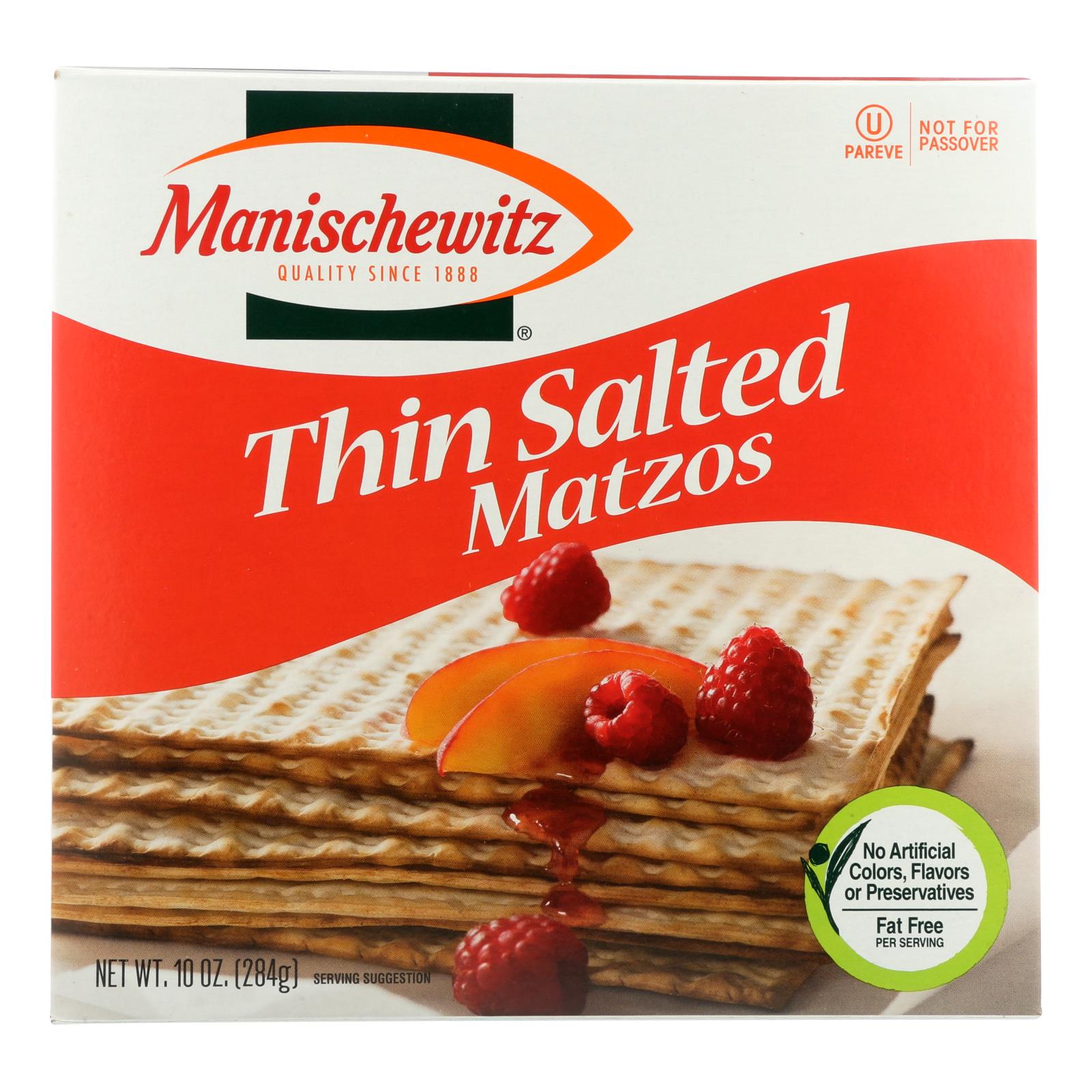 Manischewitz - Thin Matzo Cracker - Salted - Case of 12 - 10 Ounce.