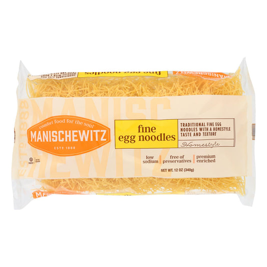 Manischewitz - Egg Noodles - Fine - Case of 12 - 12 Ounce.