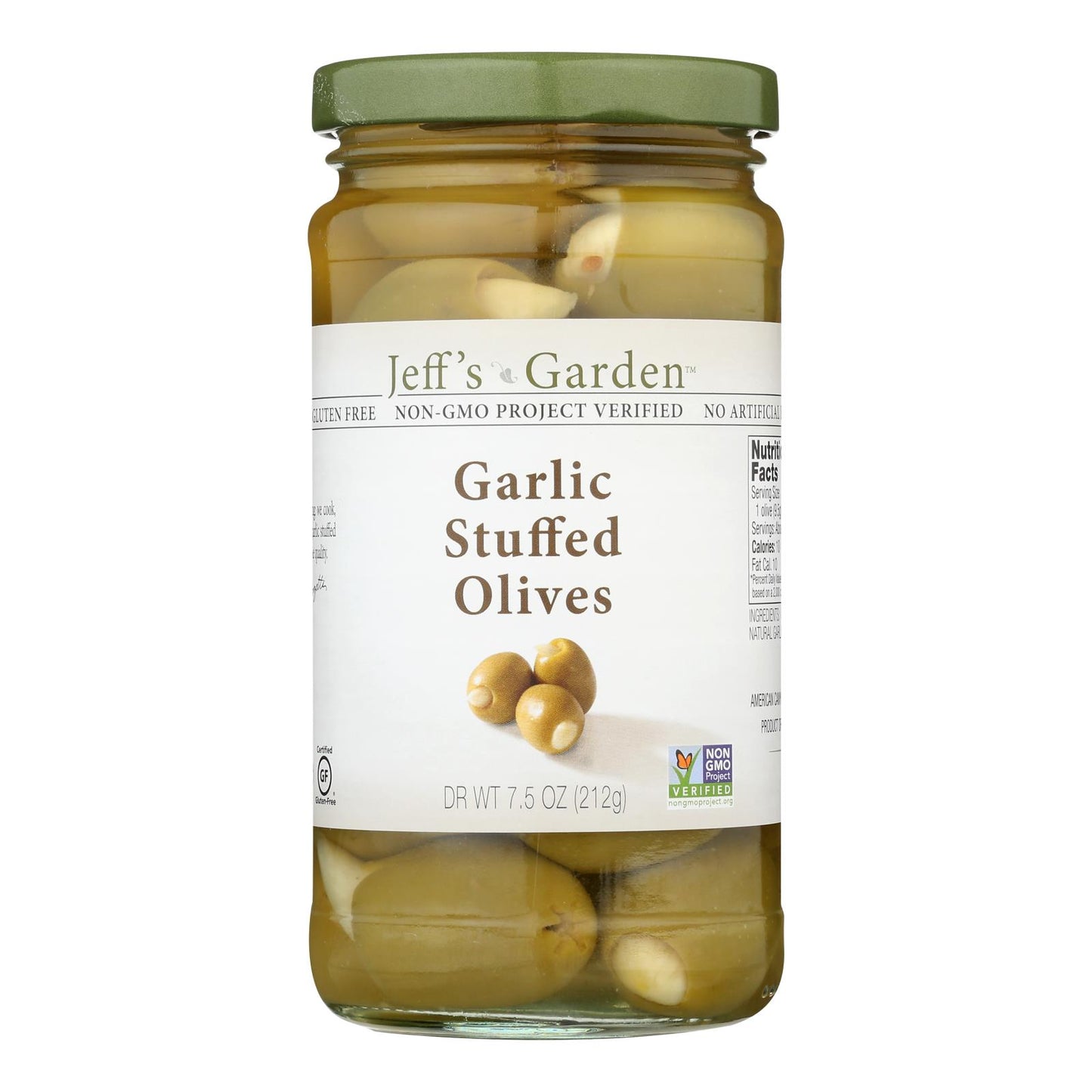 Jeff's Natural Jeff's Natural Garlic Stuffed Olives - Garlic Stuffed Olives - Case of 6 - 7.5 Ounce.