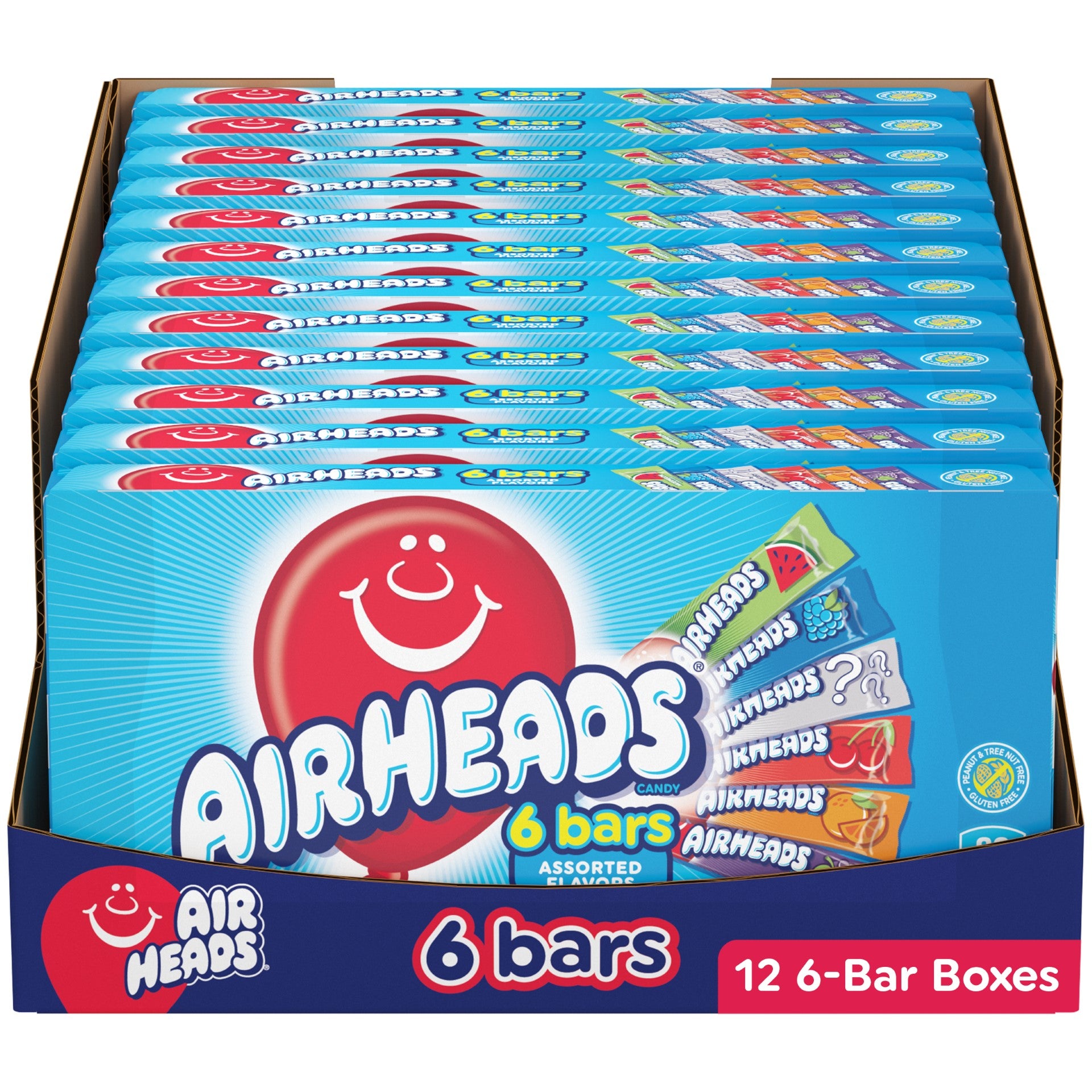 Airheads Bars Theatre Pack Assorted Flavors 3.3 Ounce Size - 12 Per Case.