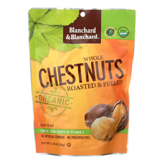 Blanchard and Blanchard Organic Whole Chestnuts - Roasted and Peeled - Case of 12 - 5.2 Ounce.