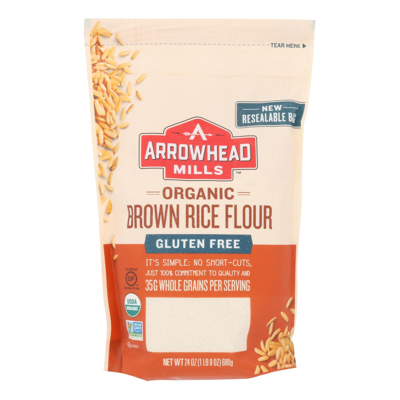 Arrowhead Mills - Organic Brown Rice Flour - Gluten Free - Case of 6 - 24 Ounce.