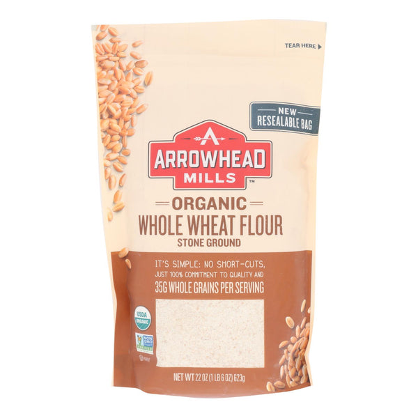 Arrowhead Mills - Organic Whole Wheat Flour - Stone Ground - Case of 6 - 22 Ounce.