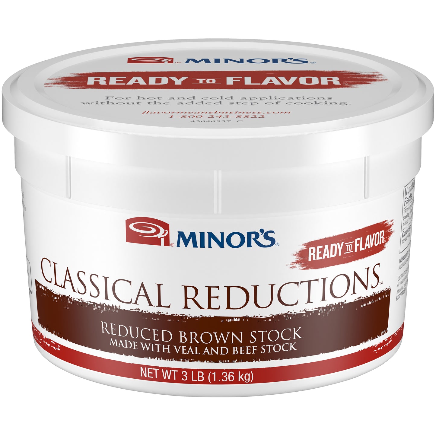 Minor's Classical Reduction Gluten Free Reduced Brown Stock 3 Pound Each - 4 Per Case.