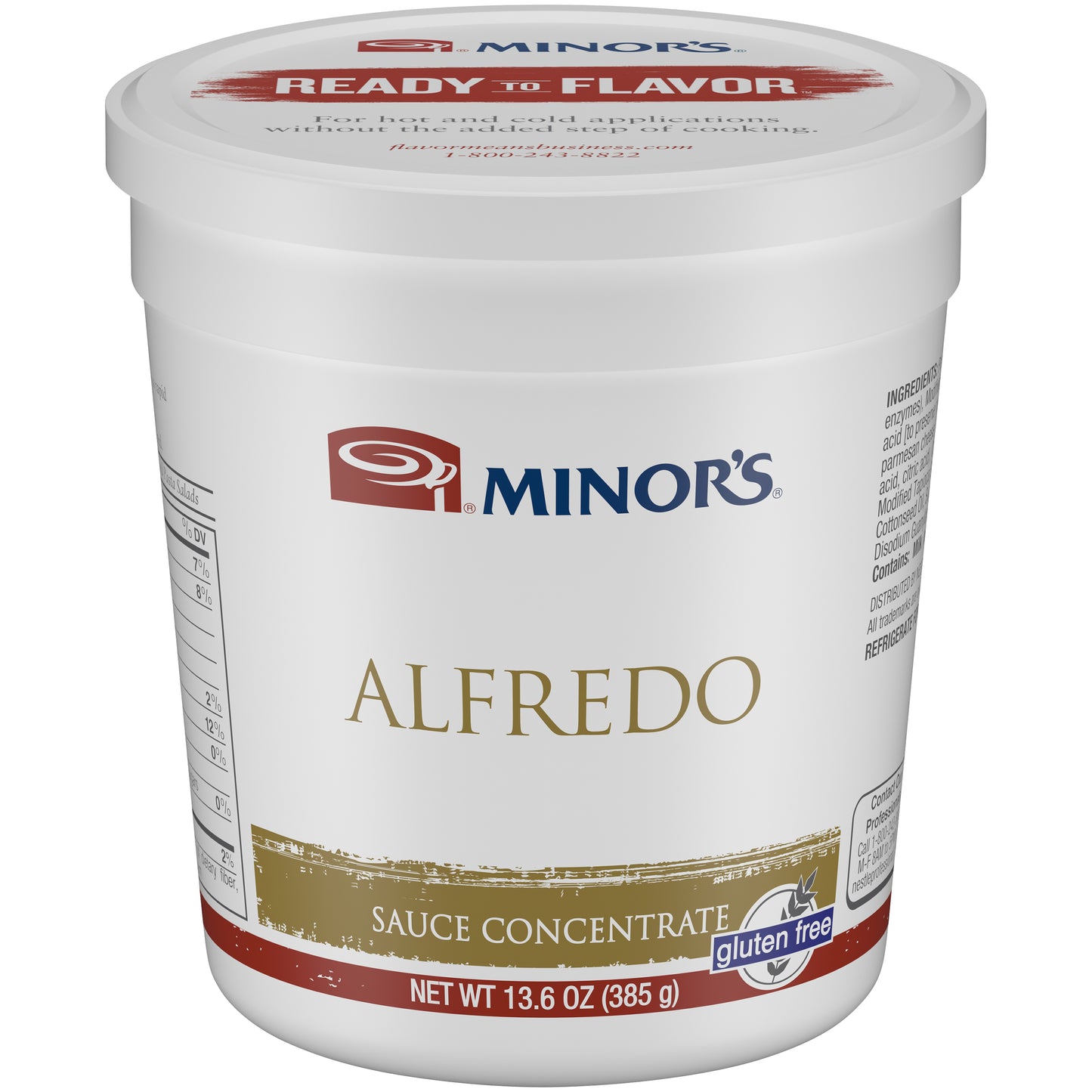 Minor's Alfredo Sauce Concentrate Gluten Free 13.6 Ounce Size - 6 Per Case.