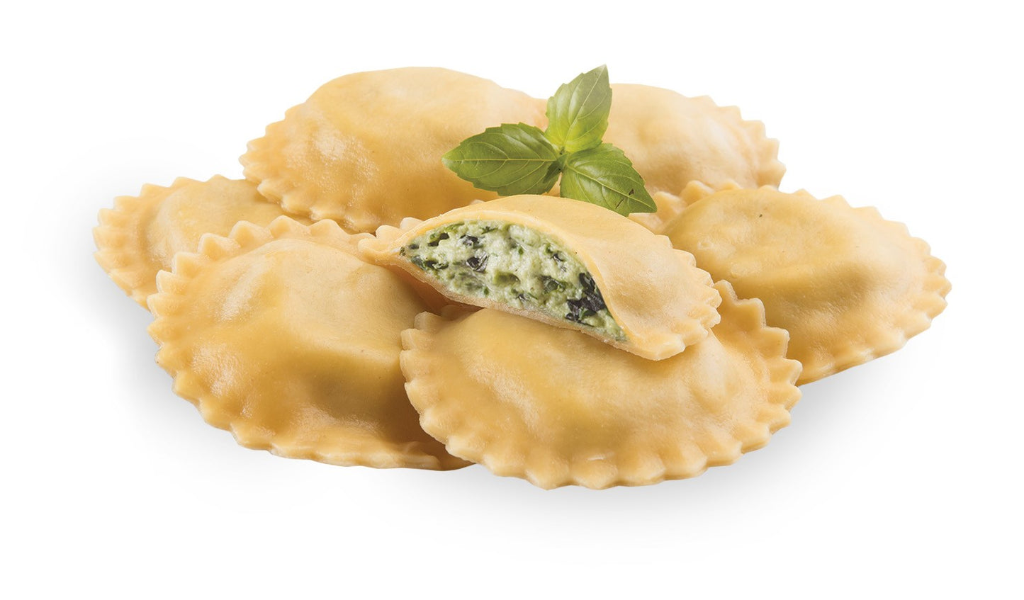 Seviroli Foods Pasta Large Round Spinach Mozzarella Ravioli 5 Pound Each - 2 Per Case.