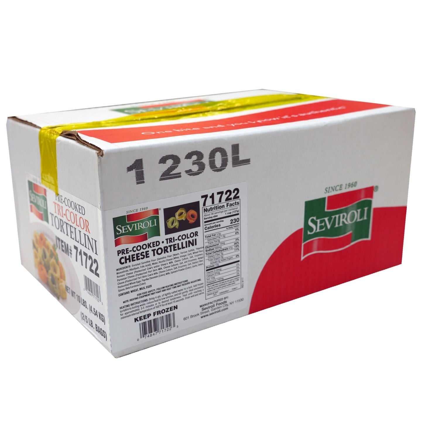 Seviroli Foods Pasta Tri-Color Cheese Tortellini 5 Pound Each - 2 Per Case.