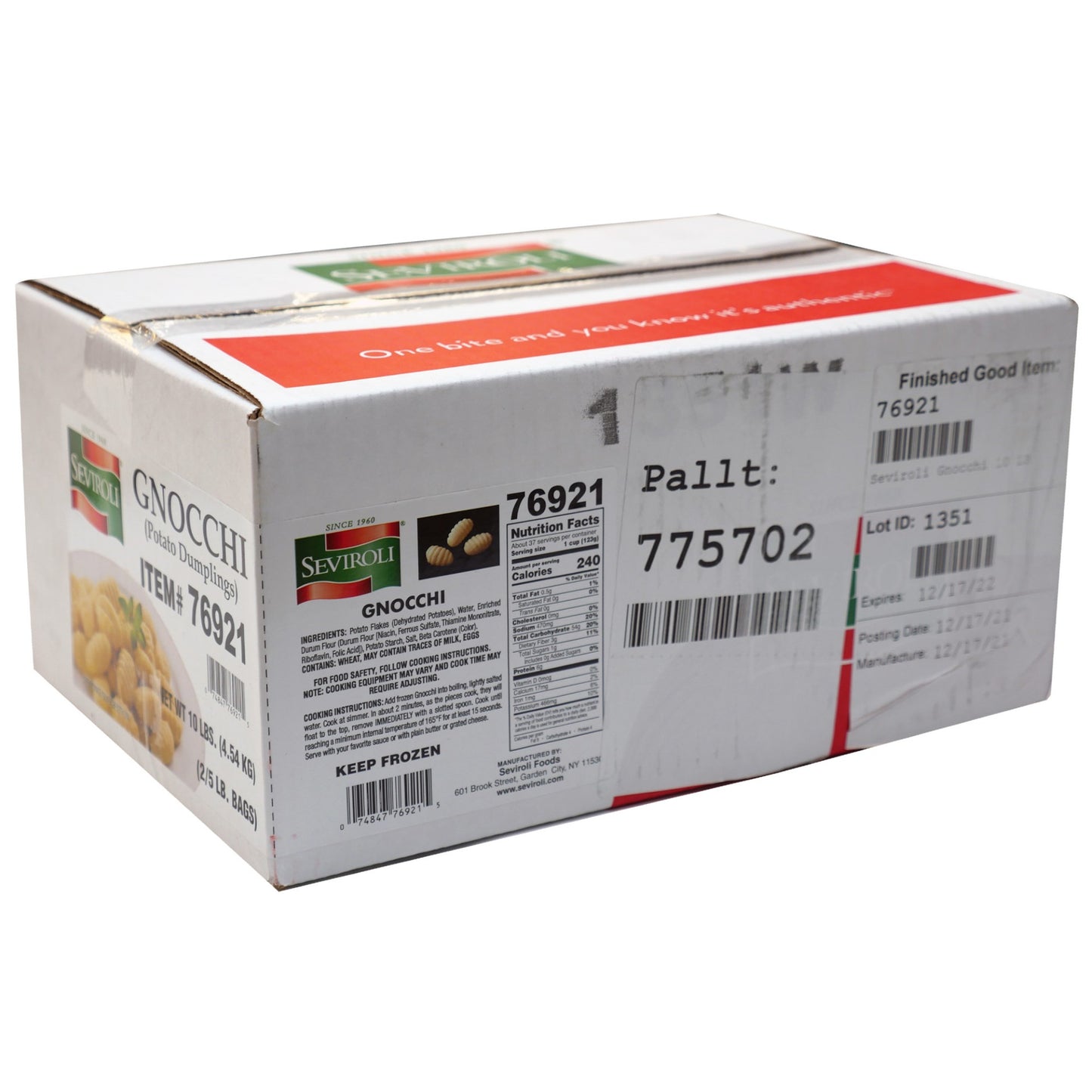 Seviroli Foods Pasta Gnocchi 5 Pound Each - 2 Per Case.