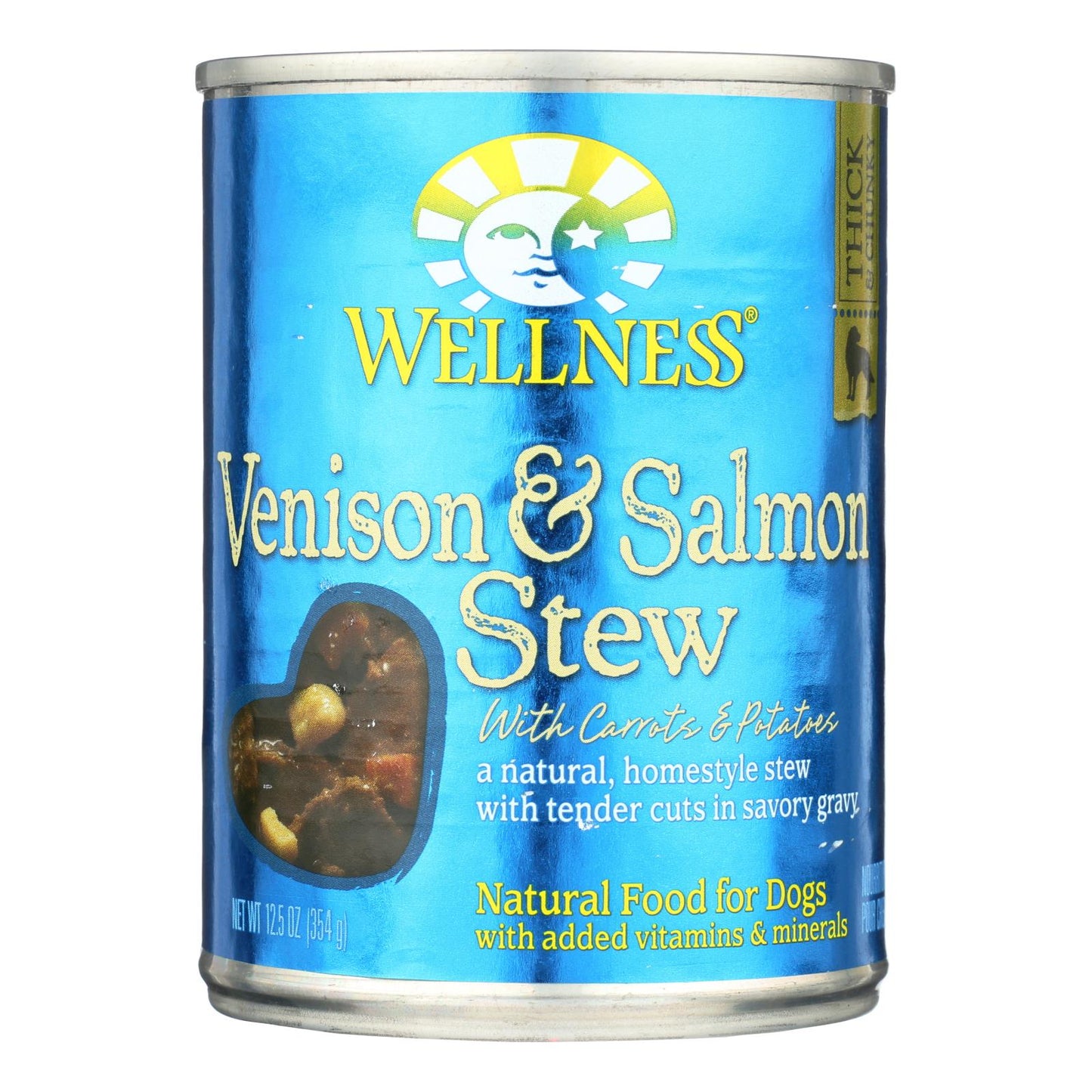 Wellness Pet Products Dog Food - Venison and Salmon with Potatoes and Carrots - Case of 12 - 12.5 Ounce.