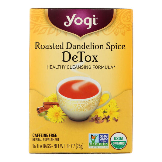 Yogi Tea - Organic - Roasted Dandelion Spice DeTox - 16 Tea Bags - 1 Case