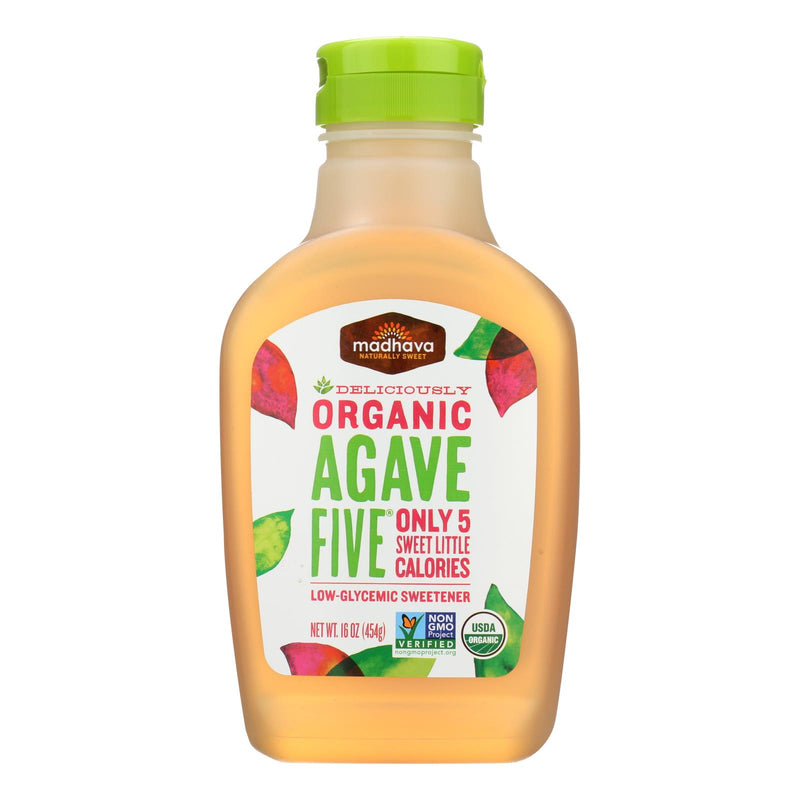 Madhava Honey Organic Agave Five Nectar - Case of 6 - 16 Ounce.