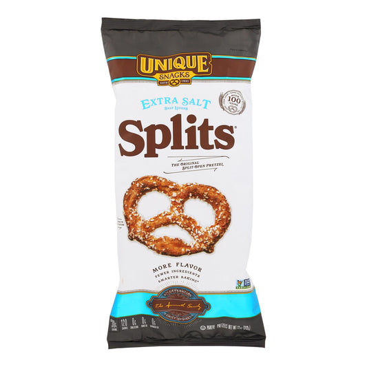 Unique Pretzels - Pretzels - Extra Salt Splits - Case of 12 - 11 Ounce.