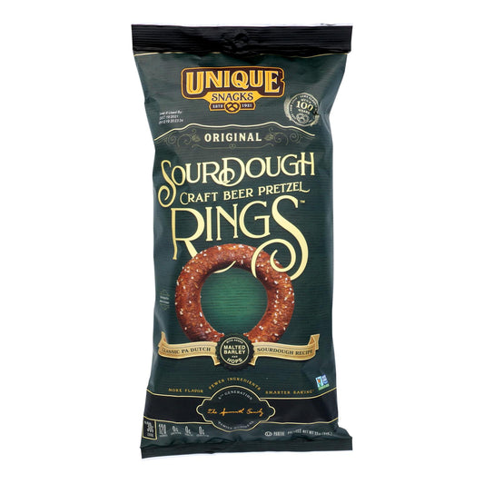 Unique Pretzels - Sourdough Craft Beer Pretzel Rings - Case of 12 - 11 Ounce.