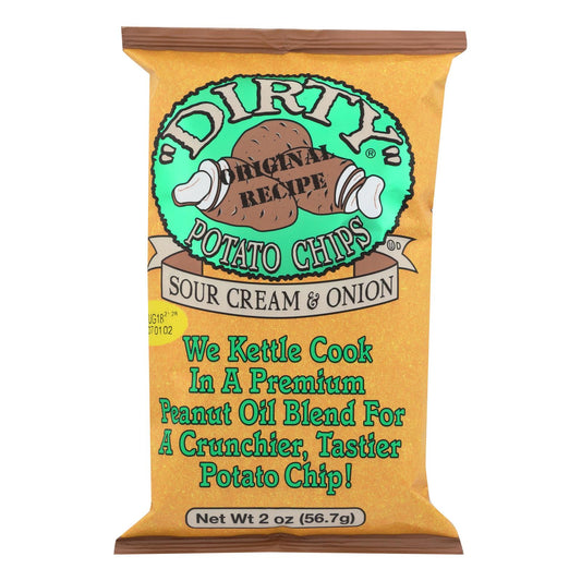 Dirty Chips - Potato Chips - Sour Cream and Onion - Case of 25 - 2 Ounce.