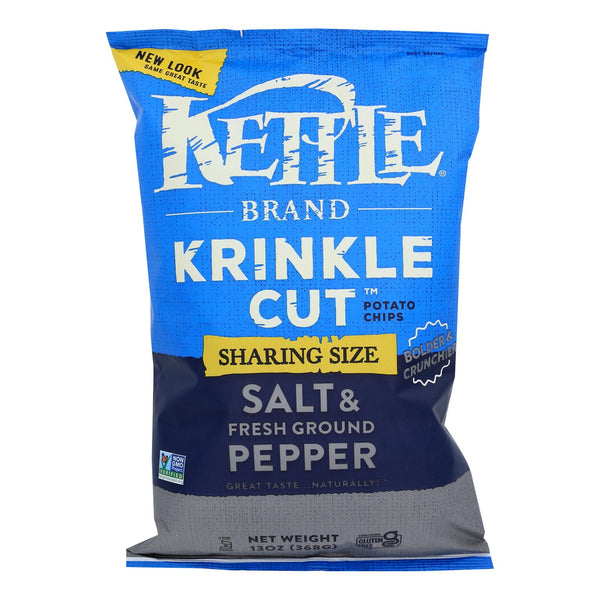 Kettle Brand Salt & Pepper Krinkle Cut Potato Chips  - Case of 9 - 13 Ounce