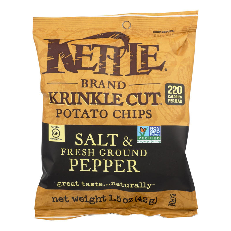 Kettle Brand Potato Chips - Sea Salt and Crushed Black Pepper - Case of 24 - 1.5 Ounce.