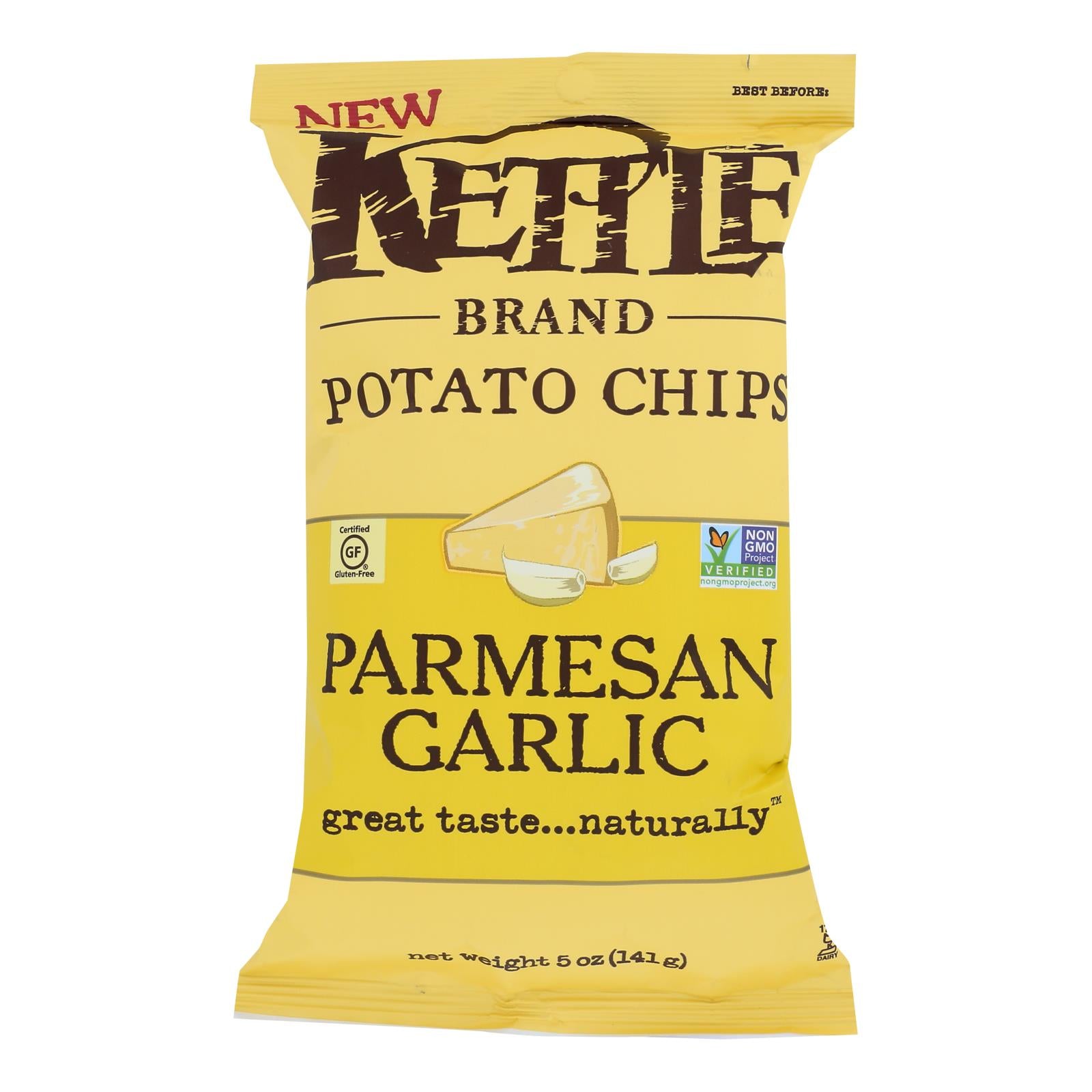 Kettle Brand - Chips Parmesan Garlic - Case of 15 - 5 Ounce