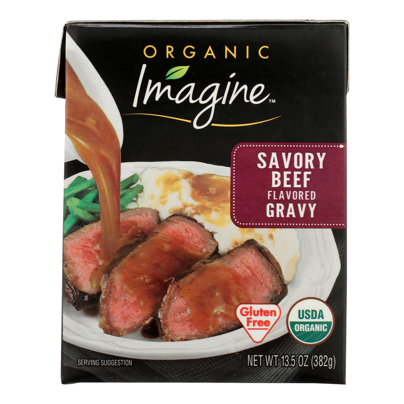 Imagine Foods Organic Gravy - Savory Beef - Case of 12 - 13.5 fl Ounce