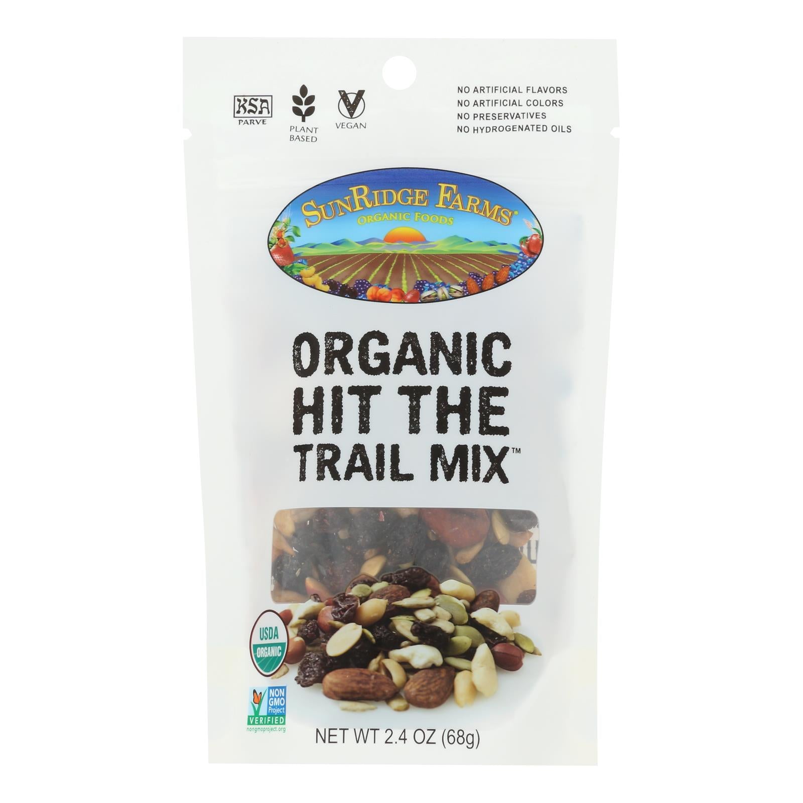 Sunridge Farms Organic Hit The Trail Mix - Case of 8 - 2.4 Ounce