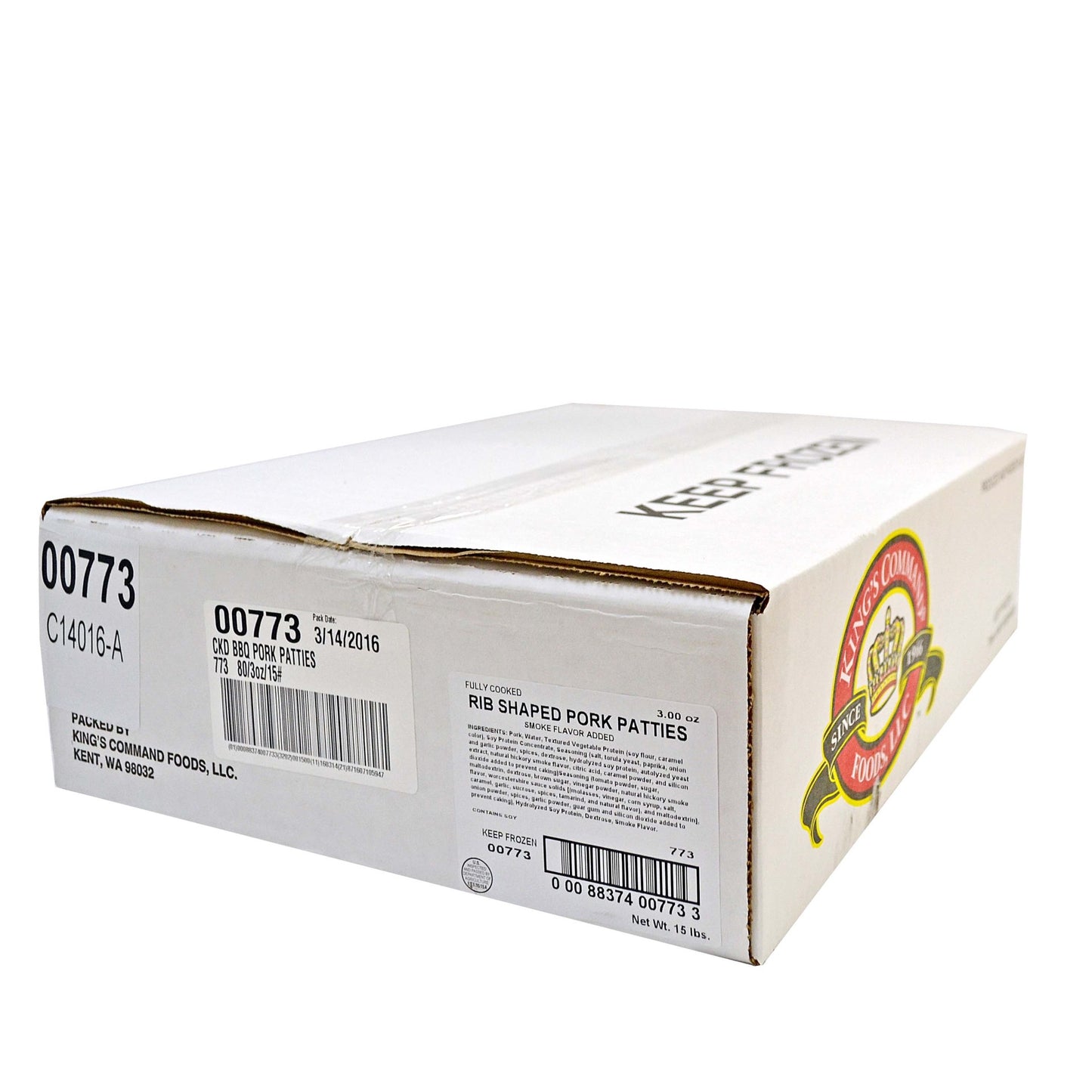 Fully Cooked Pork Rib Shaped Patties Bulk 3 Ounce Size - 80 Per Case.