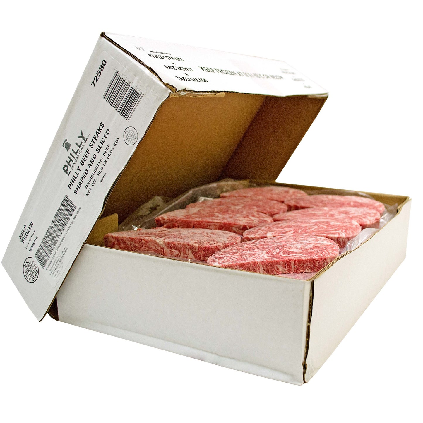 Raw Philly Beef Steaks Slices 4 Ounce Size - 40 Per Case.