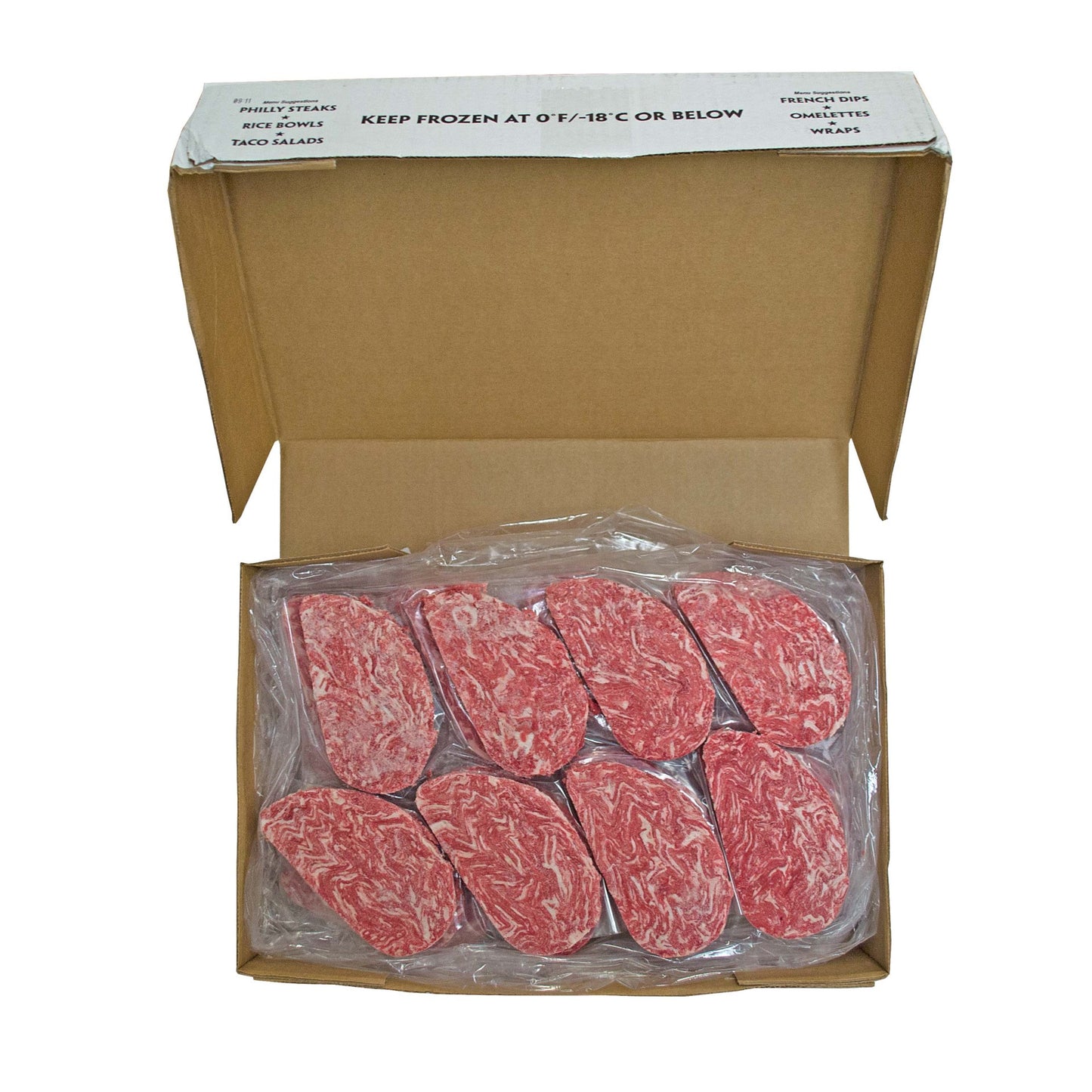 Raw Philly Beef Steaks Slices 4 Ounce Size - 40 Per Case.