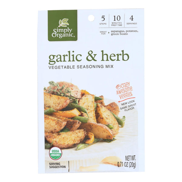 Simply Organic Vegetable Seasoning Mix - Organic - Garlic and Herb - .71 Ounce - Case of 12